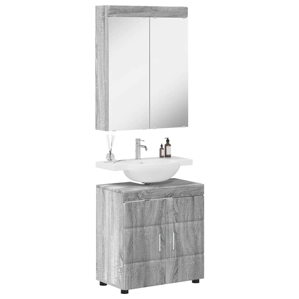 vidaXL Bathroom Furniture Set TULUM Grey Sonoma Engineered Wood