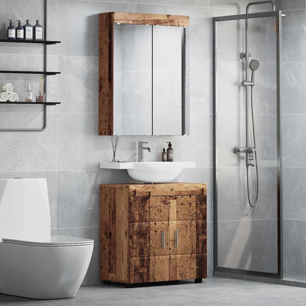 vidaXL Bathroom Furniture Set with Door TULUM Old Wood Engineered Wood