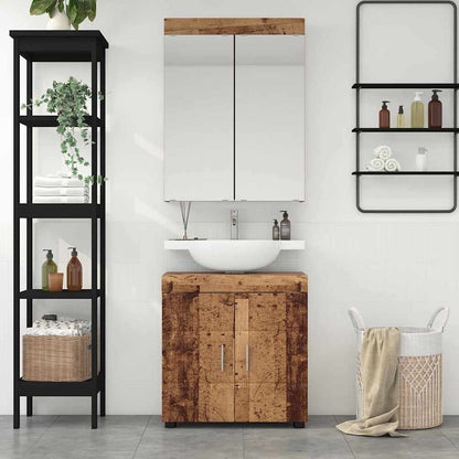 vidaXL Bathroom Furniture Set with Door TULUM Old Wood Engineered Wood