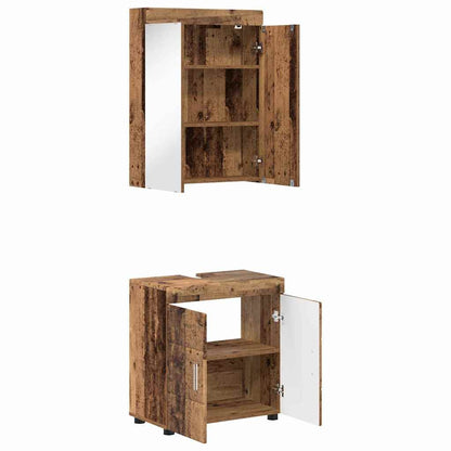 vidaXL Bathroom Furniture Set with Door TULUM Old Wood Engineered Wood