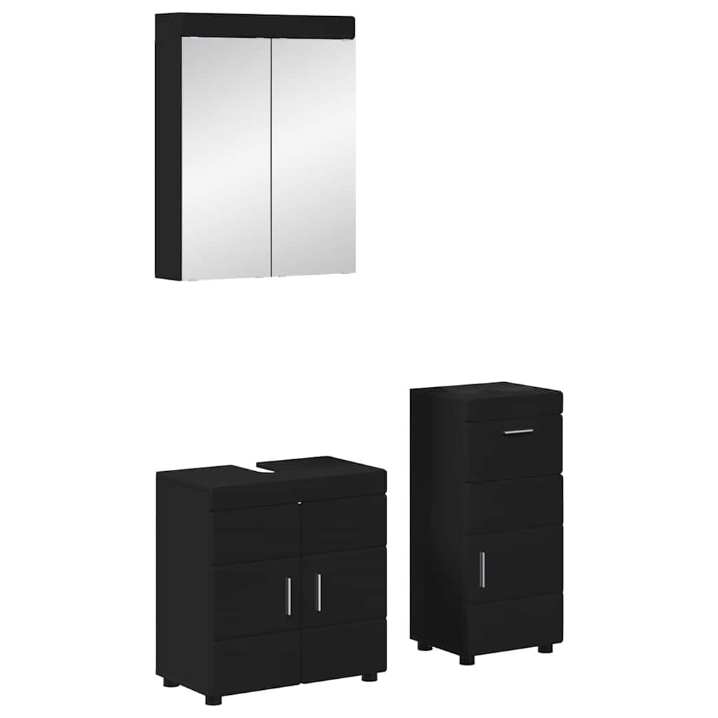 vidaXL Bathroom Furniture Set with Drawer TULUM Black Engineered Wood