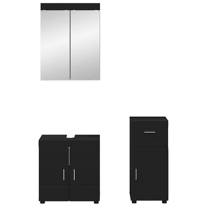 vidaXL Bathroom Furniture Set with Drawer TULUM Black Engineered Wood