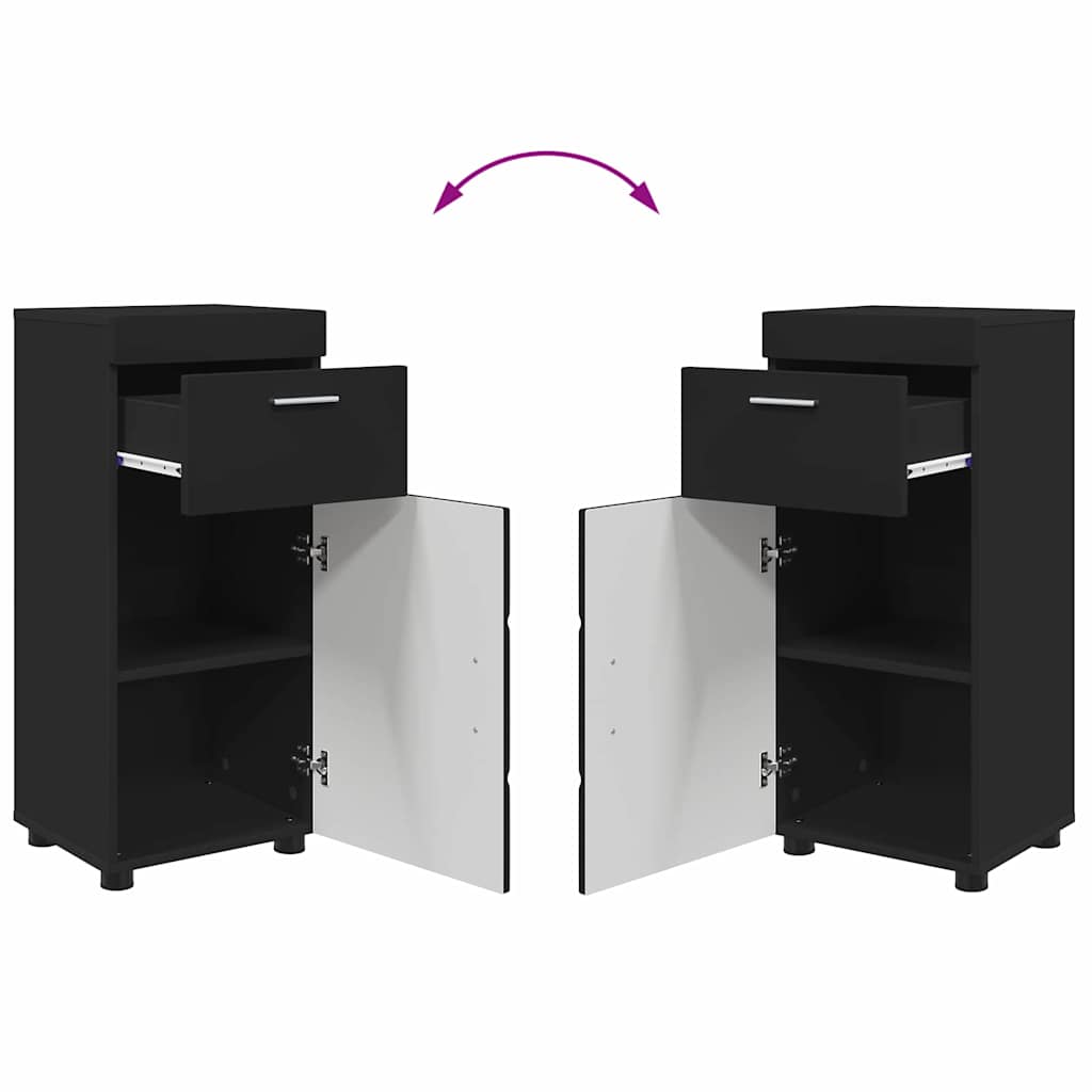 vidaXL Bathroom Furniture Set with Drawer TULUM Black Engineered Wood