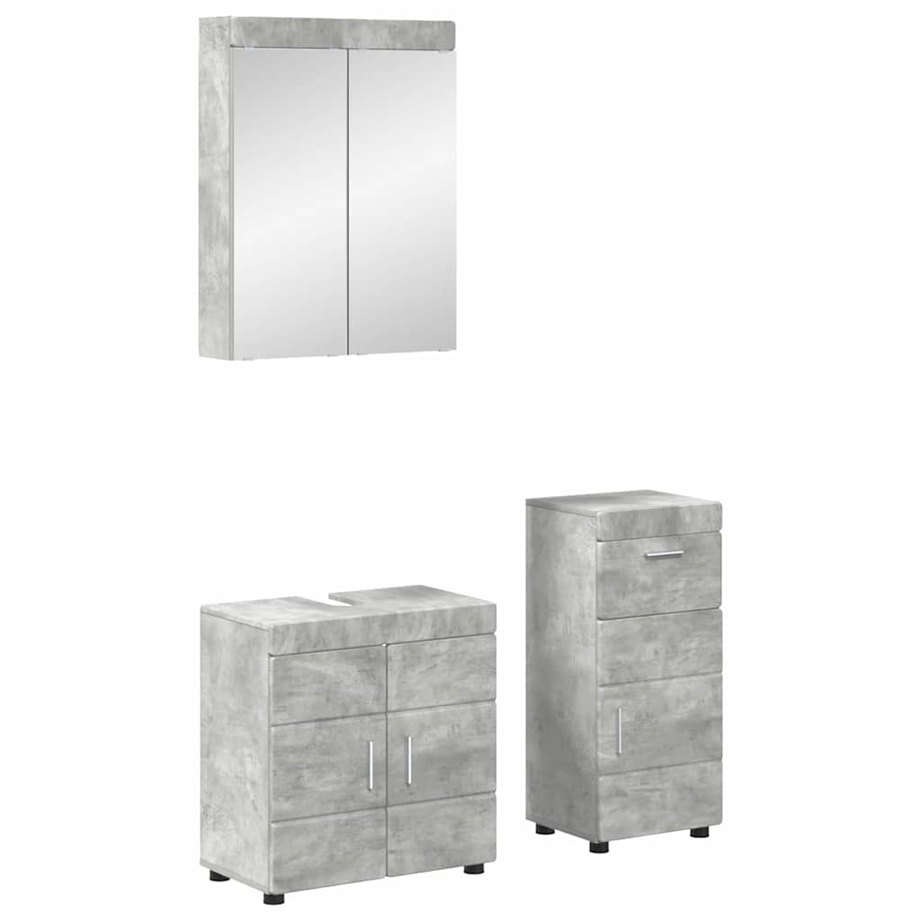 vidaXL Bathroom Furniture Set TULUM 3 pcs Concrete Grey
