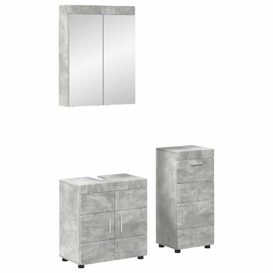 vidaXL Bathroom Furniture Set TULUM 3 pcs Concrete Grey