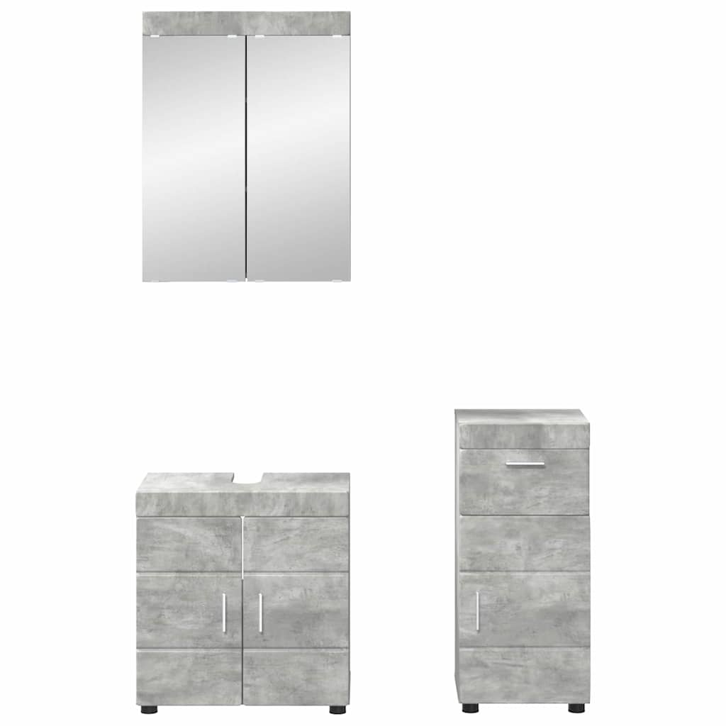 vidaXL Bathroom Furniture Set TULUM 3 pcs Concrete Grey