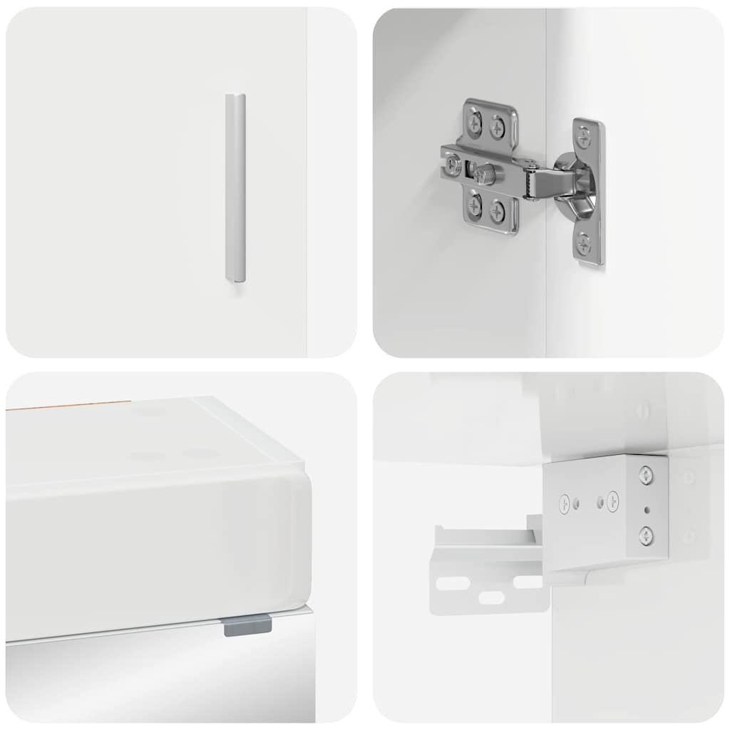 vidaXL Bathroom Furniture Set TULUM 3 pcs High Gloss White