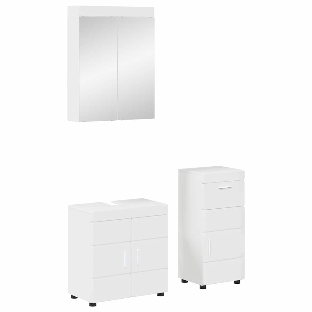 vidaXL Bathroom Furniture Set TULUM High Gloss White Engineered Wood