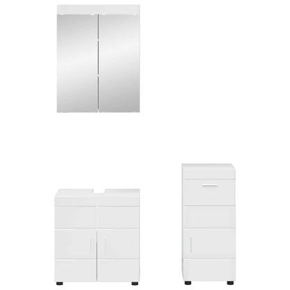 vidaXL Bathroom Furniture Set TULUM 3 pcs High Gloss White