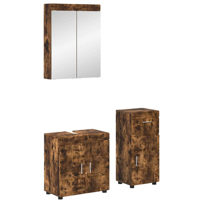 vidaXL Bathroom Furniture Set TULUM Smoked Oak Engineered Wood