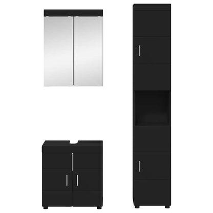 vidaXL Bathroom Furniture Set with Shelf TULUM Black Engineered Wood