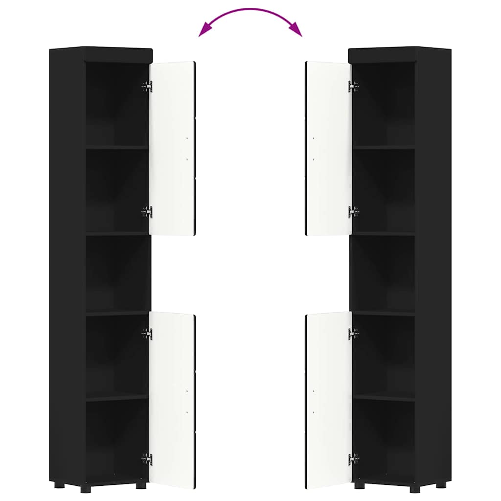 vidaXL Bathroom Furniture Set with Shelf TULUM Black Engineered Wood