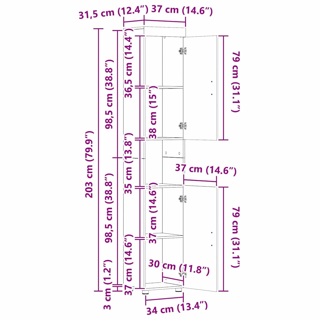vidaXL Bathroom Furniture Set with Shelf TULUM Black Engineered Wood