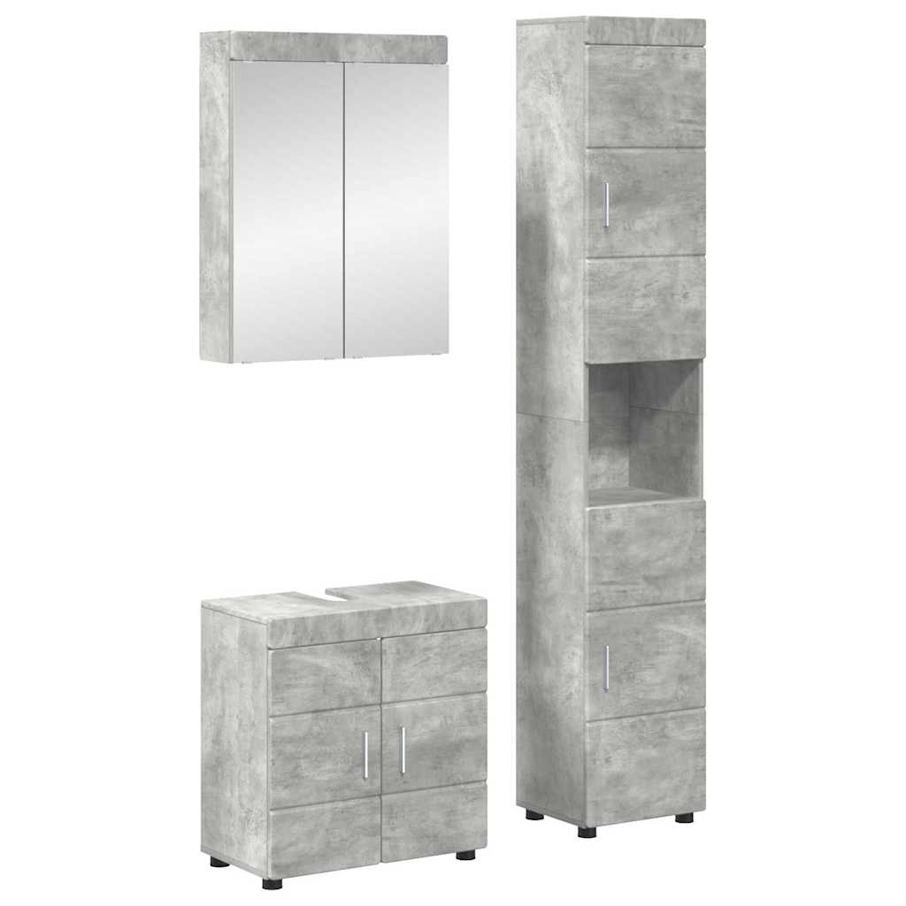 vidaXL Bathroom Furniture Set TULUM 3 pcs Concrete Grey