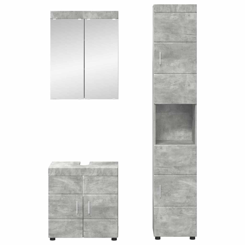 vidaXL Bathroom Furniture Set TULUM 3 pcs Concrete Grey