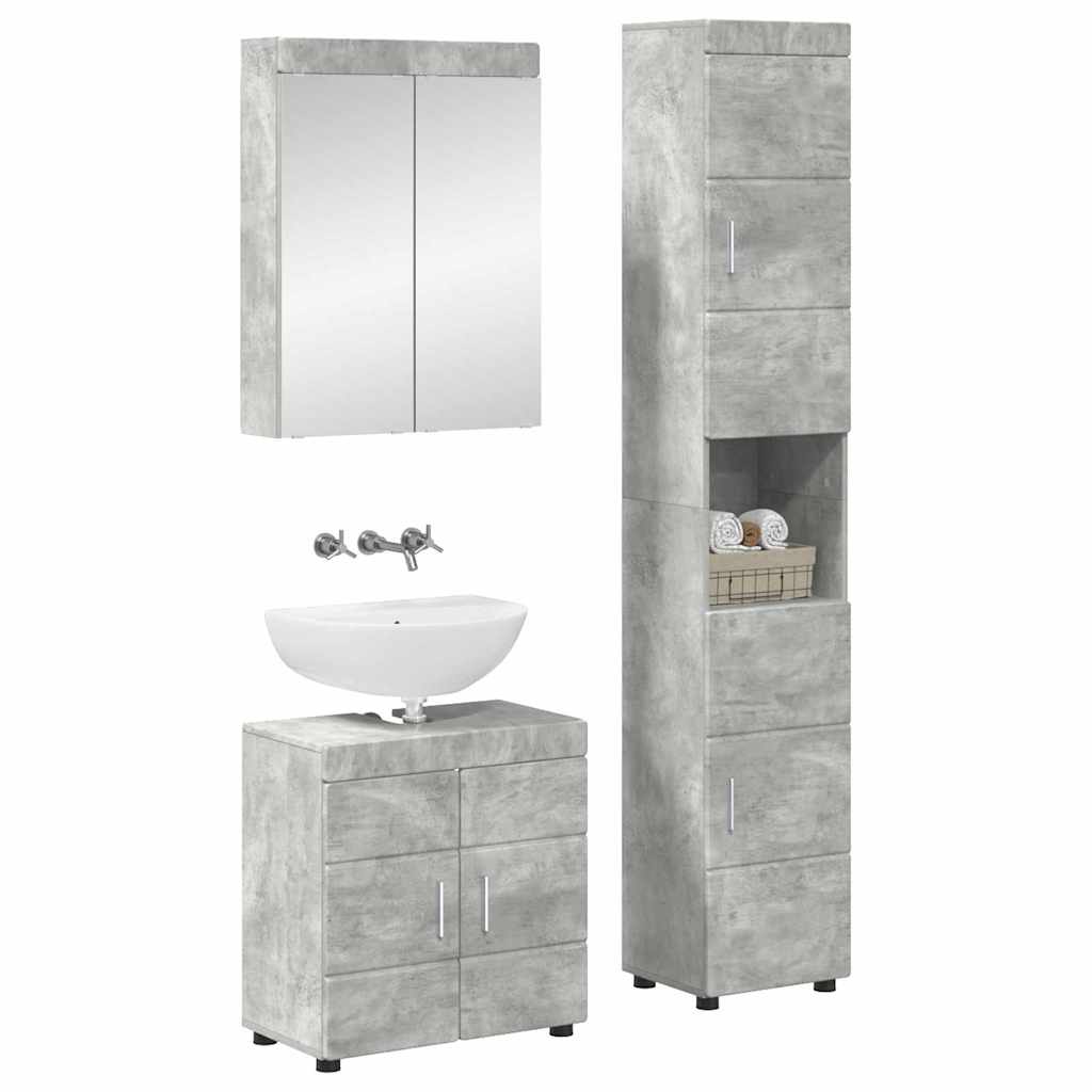 vidaXL Bathroom Furniture Set TULUM 3 pcs Concrete Grey