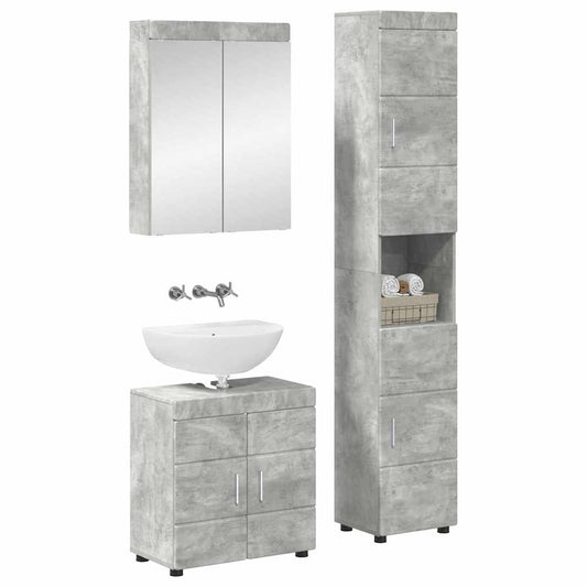 vidaXL Bathroom Furniture Set TULUM 3 pcs Concrete Grey
