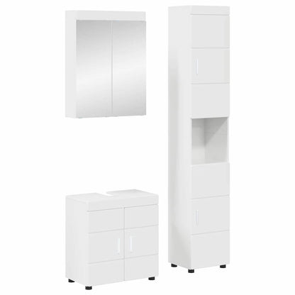 vidaXL Bathroom Furniture Set TULUM 3 pcs High Gloss White
