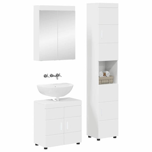vidaXL Bathroom Furniture Set TULUM 3 pcs High Gloss White