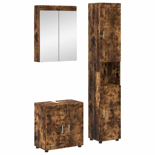 vidaXL Bathroom Furniture Set TULUM Smoked Oak Engineered Wood