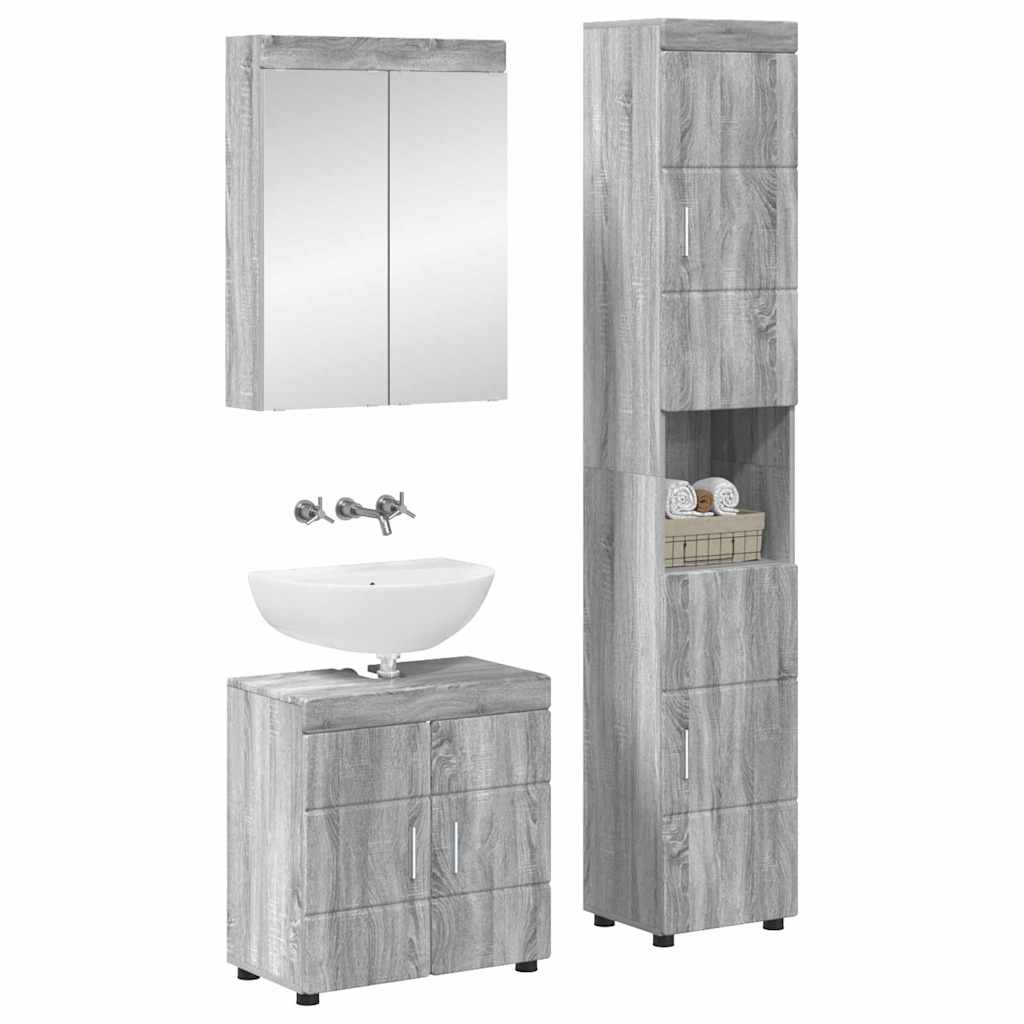 vidaXL Bathroom Furniture Set TULUM 3 pcs Grey Sonoma 60 x 34 x 63 cm