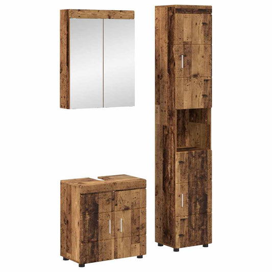 vidaXL Bathroom Furniture Set with Door TULUM Old Wood Engineered Wood