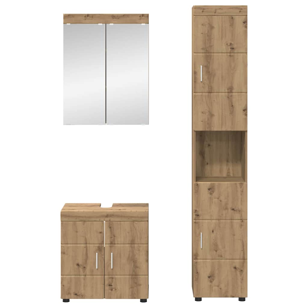 vidaXL Bathroom Furniture Set TULUM 3 pcs Artisan Oak 60 x 34 x 63 cm