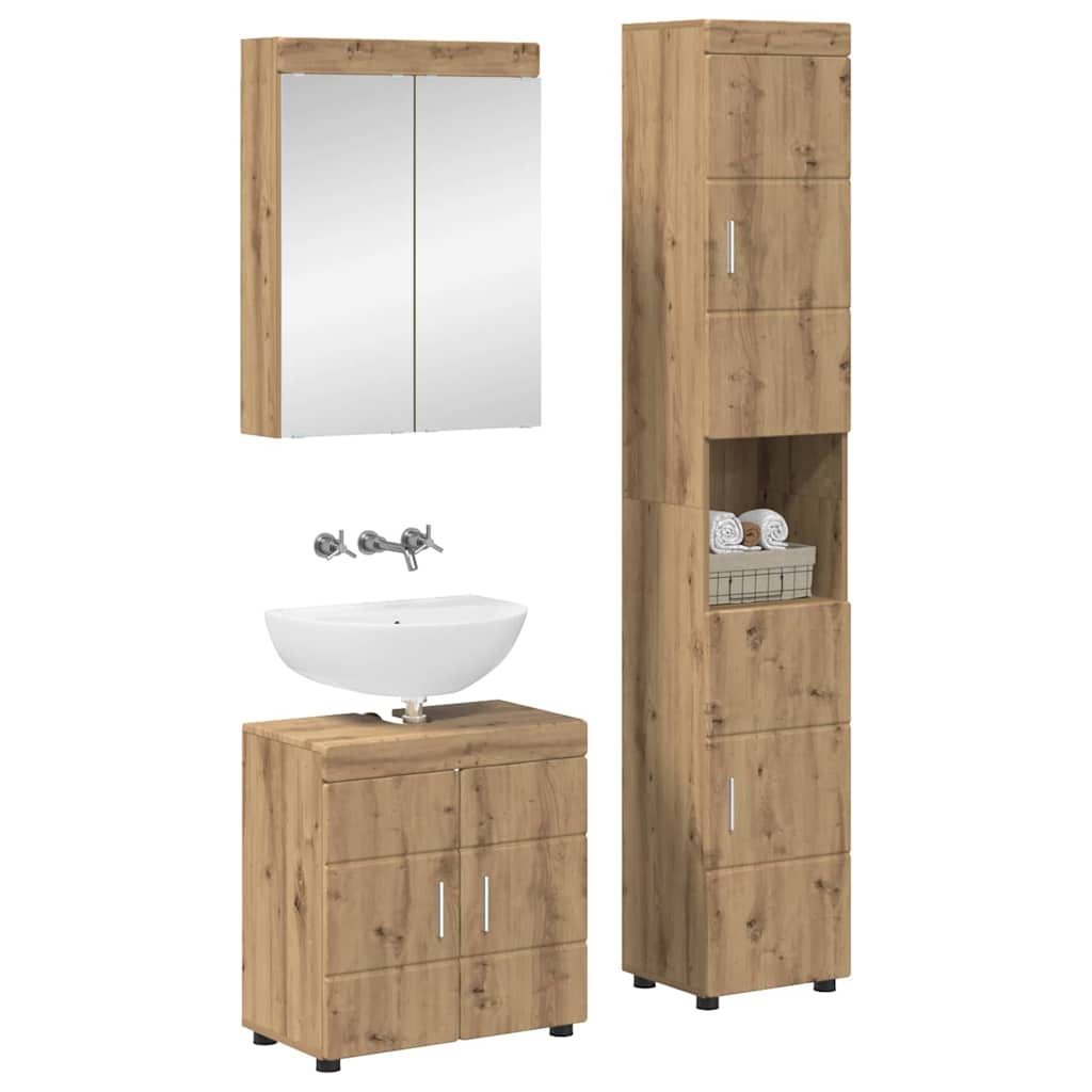 vidaXL Bathroom Furniture Set TULUM 3 pcs Artisan Oak 60 x 34 x 63 cm