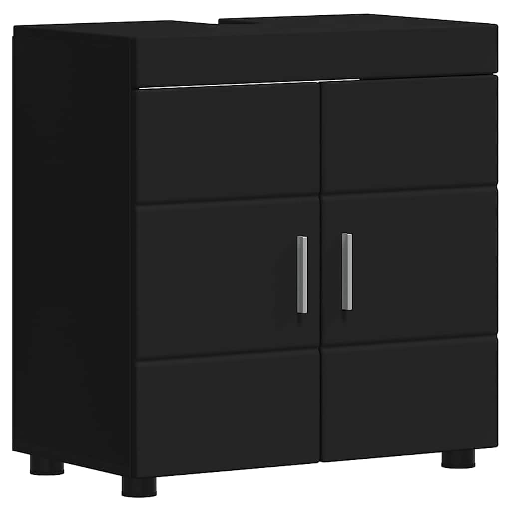 vidaXL Bathroom Furniture Set with Drawer TULUM Black Engineered Wood