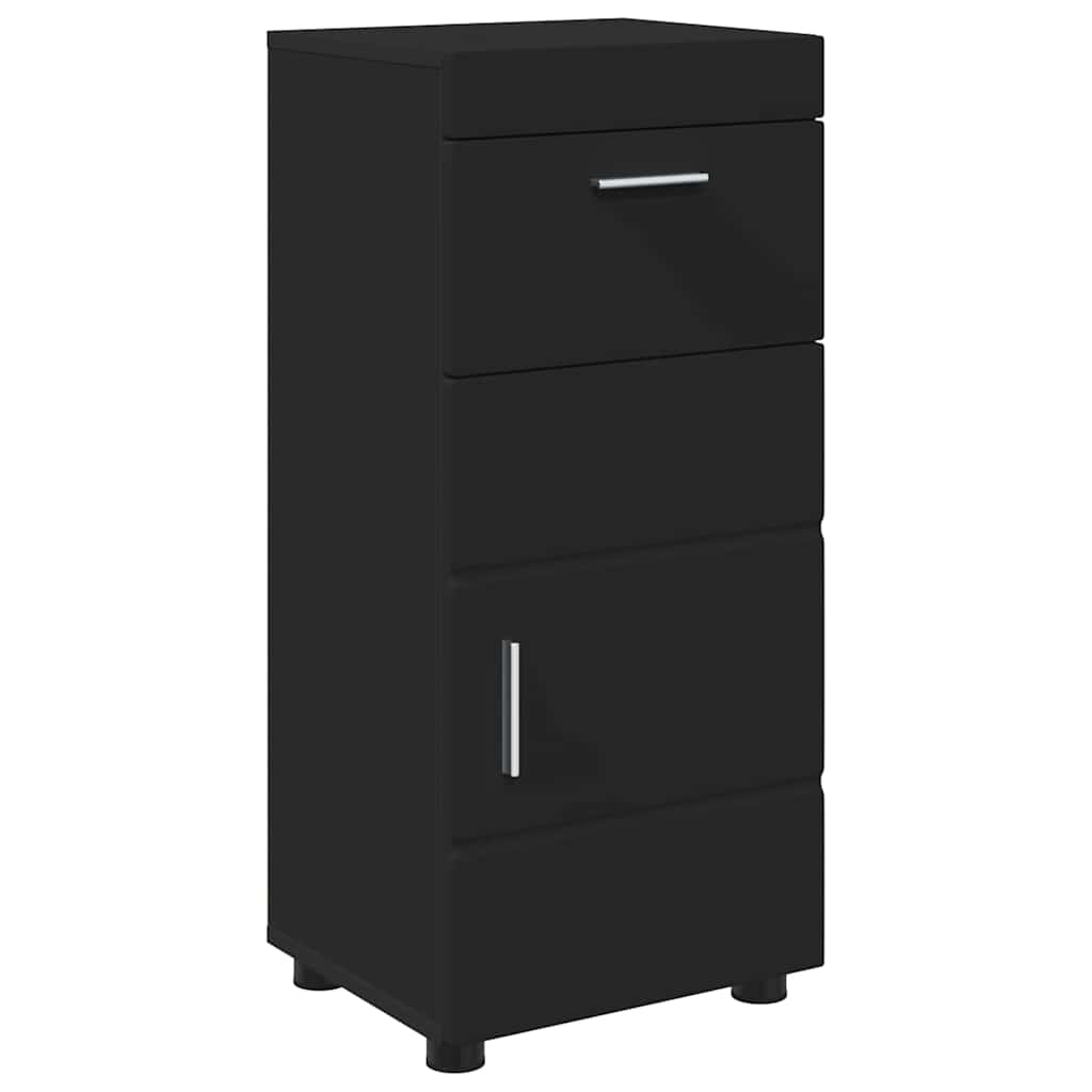 vidaXL Bathroom Furniture Set with Drawer TULUM Black Engineered Wood