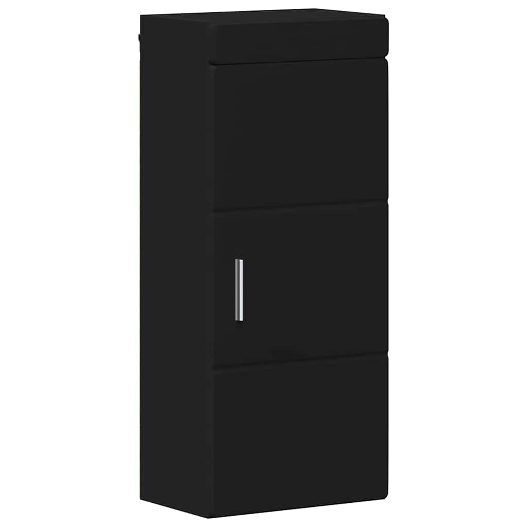 vidaXL Bathroom Furniture Set with Drawer TULUM Black Engineered Wood