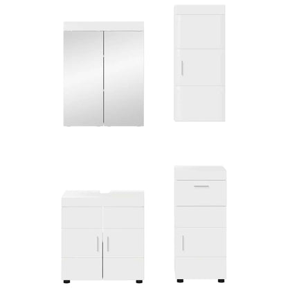 vidaXL Bathroom Furniture Set TULUM High Gloss White Engineered Wood