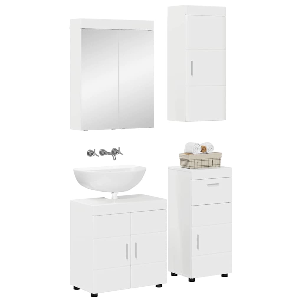 vidaXL Bathroom Furniture Set TULUM High Gloss White Engineered Wood