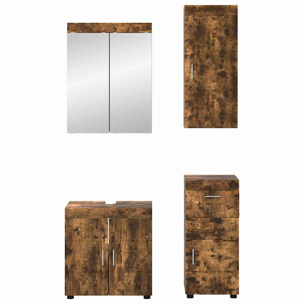 vidaXL Bathroom Furniture Set TULUM Smoked Oak Engineered Wood