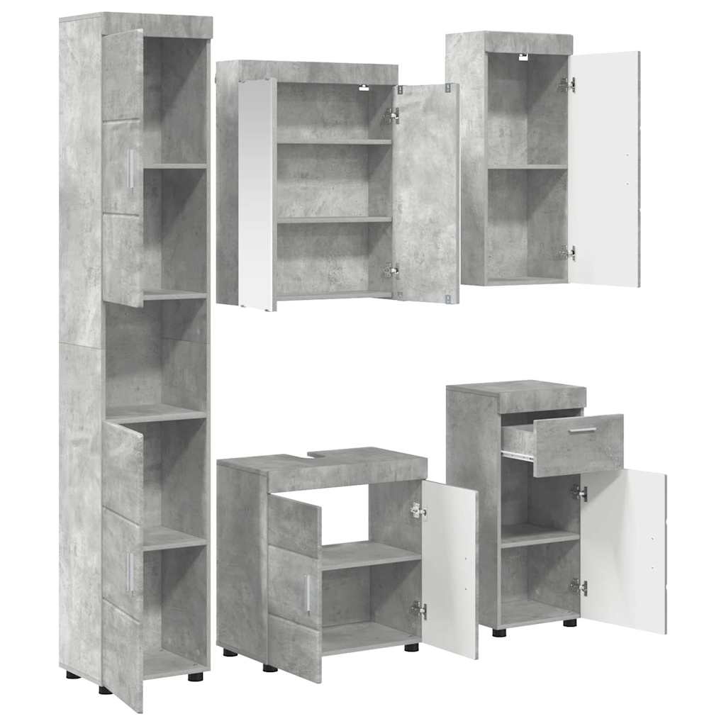 vidaXL Bathroom Furniture Set TULUM 5 pcs Concrete Grey