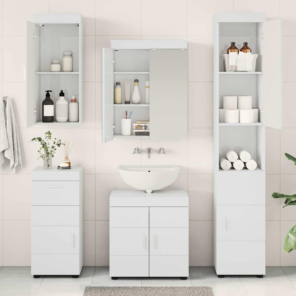 vidaXL Bathroom Furniture Set TULUM 5 pcs High Gloss White