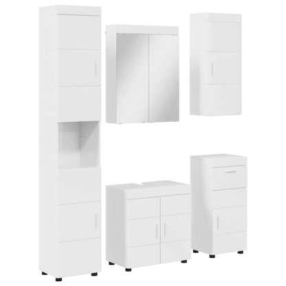 vidaXL Bathroom Furniture Set TULUM 5 pcs High Gloss White