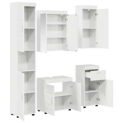 vidaXL Bathroom Furniture Set TULUM 5 pcs High Gloss White