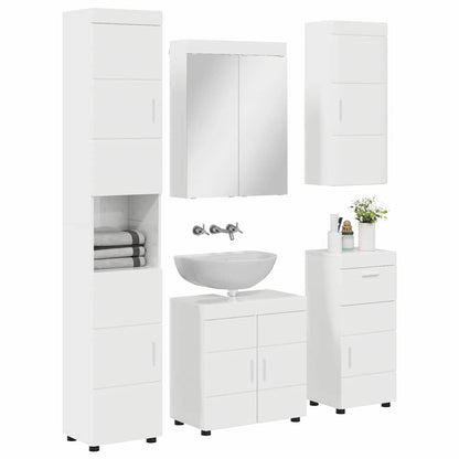 vidaXL Bathroom Furniture Set TULUM 5 pcs High Gloss White