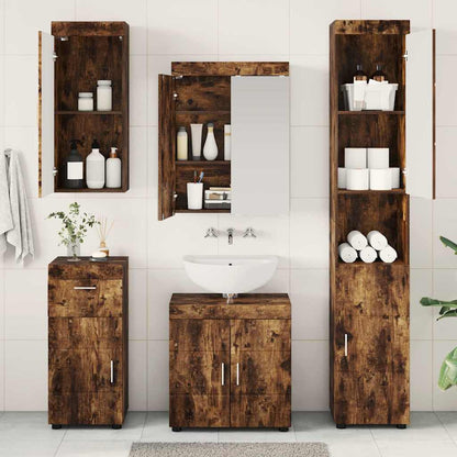 vidaXL Bathroom Furniture Set TULUM Smoked Oak Engineered Wood