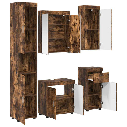 vidaXL Bathroom Furniture Set TULUM Smoked Oak Engineered Wood