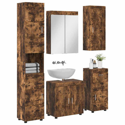 vidaXL Bathroom Furniture Set TULUM Smoked Oak Engineered Wood