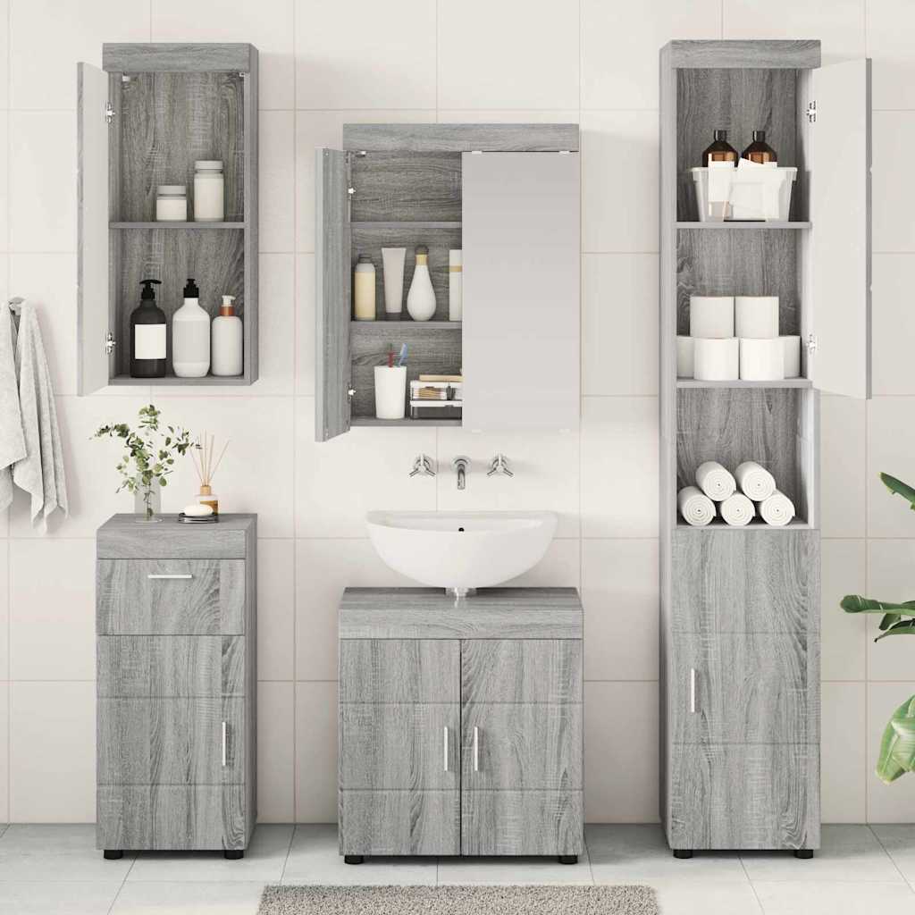 vidaXL Bathroom Furniture Set TULUM Grey Sonoma Engineered Wood