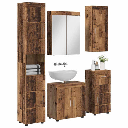 vidaXL Bathroom Furniture Set with Door TULUM Old Wood Engineered Wood