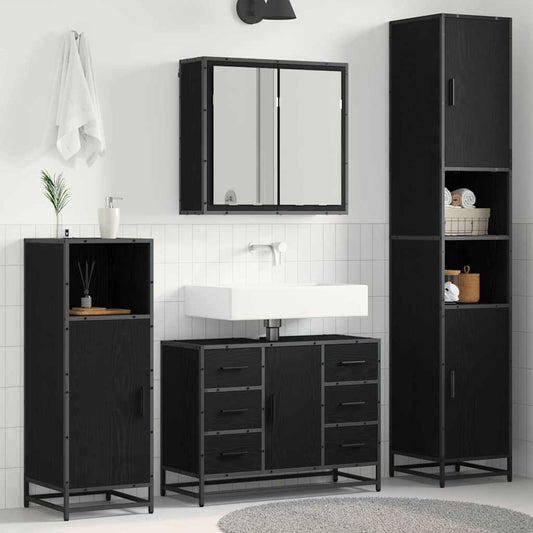 vidaXL Bathroom Furniture Set 4 pcs Black oak 80 x 33 x 60 cm