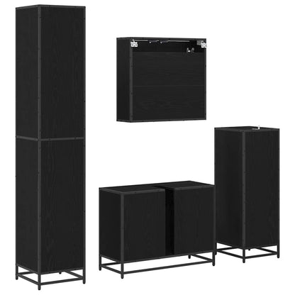 vidaXL Bathroom Furniture Set 4 pcs Black Oak Engineered Wood