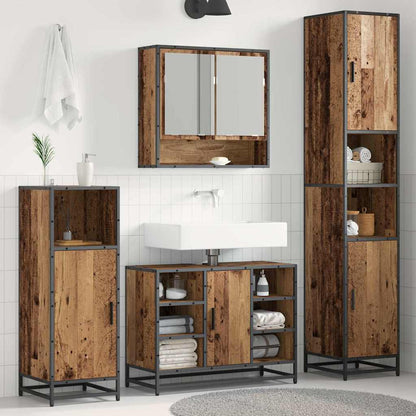 vidaXL Bathroom Furniture Set with Shelf Old Wood 35 x 37.5 x 188.5 cm