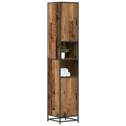 vidaXL Bathroom Furniture Set with Shelf Old Wood 35 x 37.5 x 188.5 cm