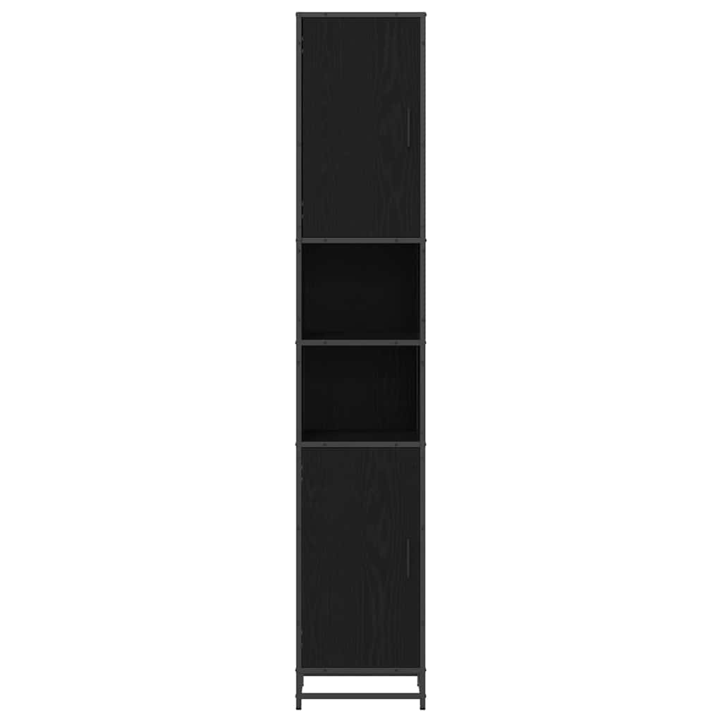 vidaXL Bathroom Furniture Set with Door Black Oak 35 x 37.5 x 188.5 cm