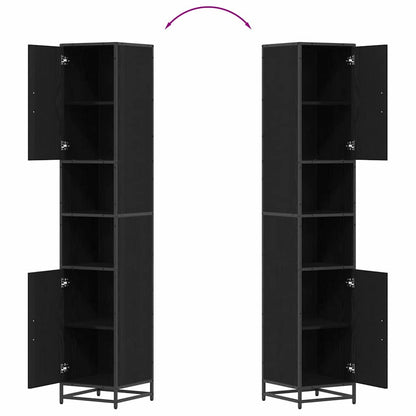 vidaXL Bathroom Furniture Set with Door Black Oak 35 x 37.5 x 188.5 cm